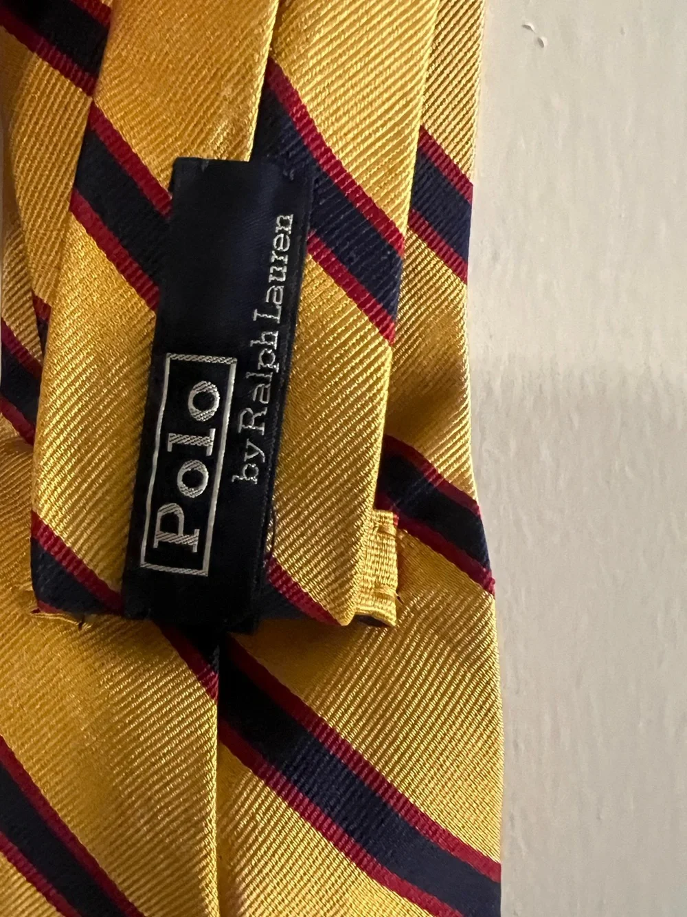 Polo by Ralph Lauren Yellow Navy and Red Diagonal Stripe Tie